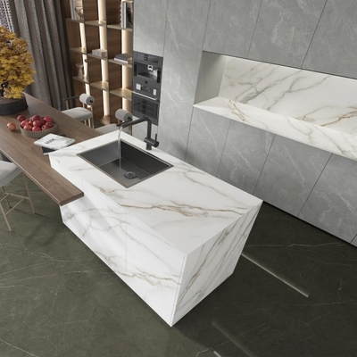 Living Room Sintered Stone Tile Golden Wind Marble Slab For Versatile Interior Wear Resistant