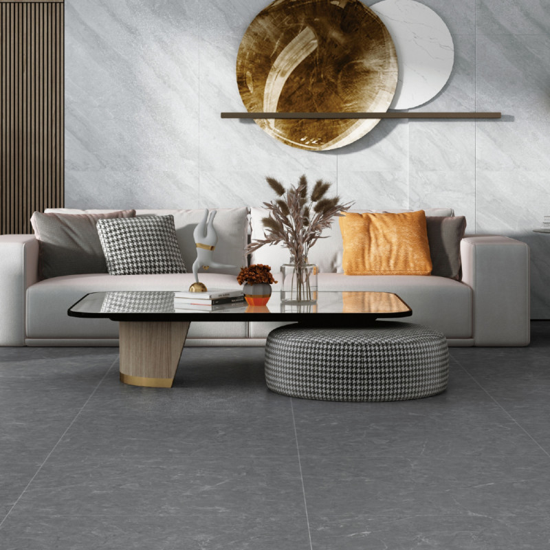 Grey Glazed Porcelain Tile With Matt Finish 9.5mm Thickness