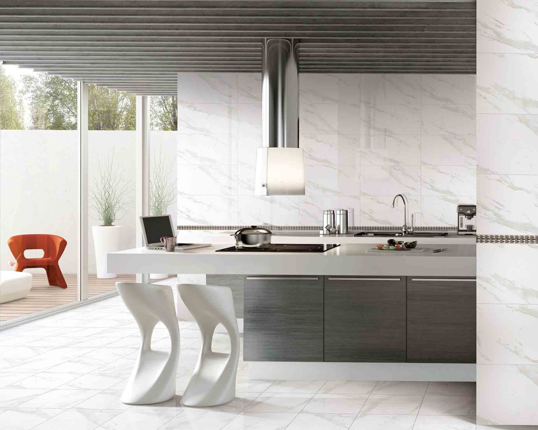 Carrara White Porcelain Bathroom Wall Tiles Indoor 30 X 60 Cm Size High