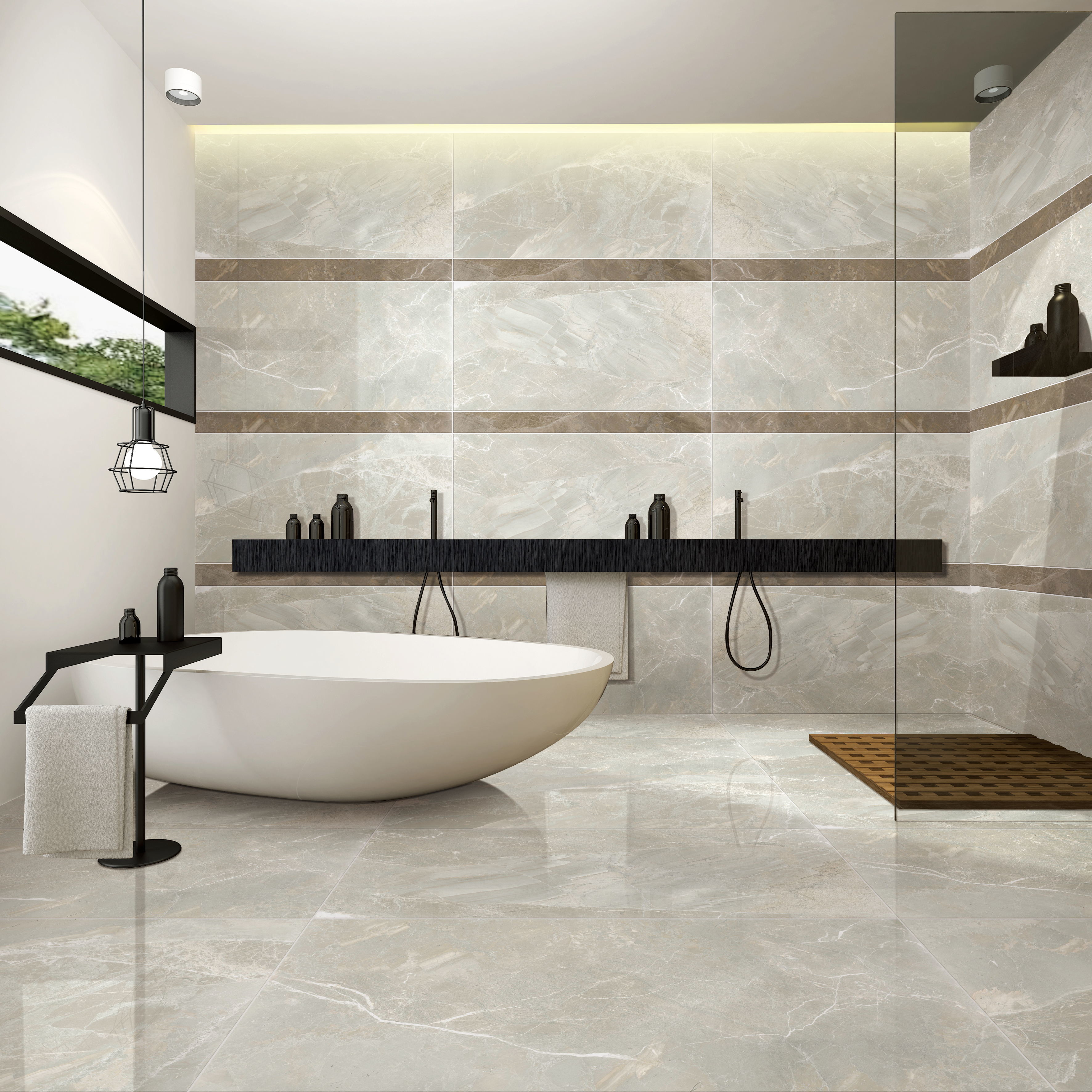 Ps27345748 Light Grey Stone Look Bathroom Tiles Porcelain Tile Flooring Anti Slip 