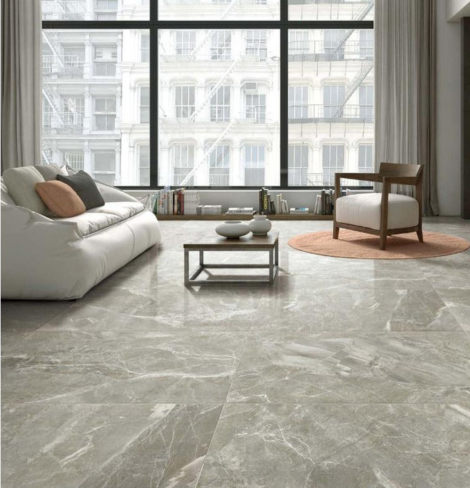 Grey Glazed Polished Porcelain Tile 600*1200 / Marble Look Floor Tile